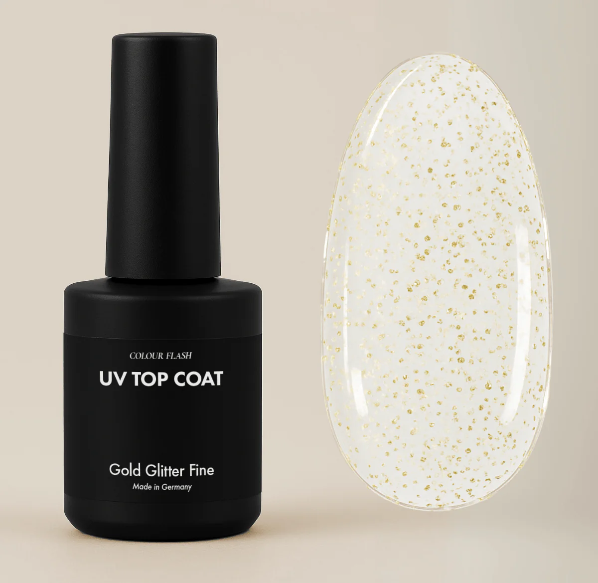 UV Top Coat: Gold Glitter Bold