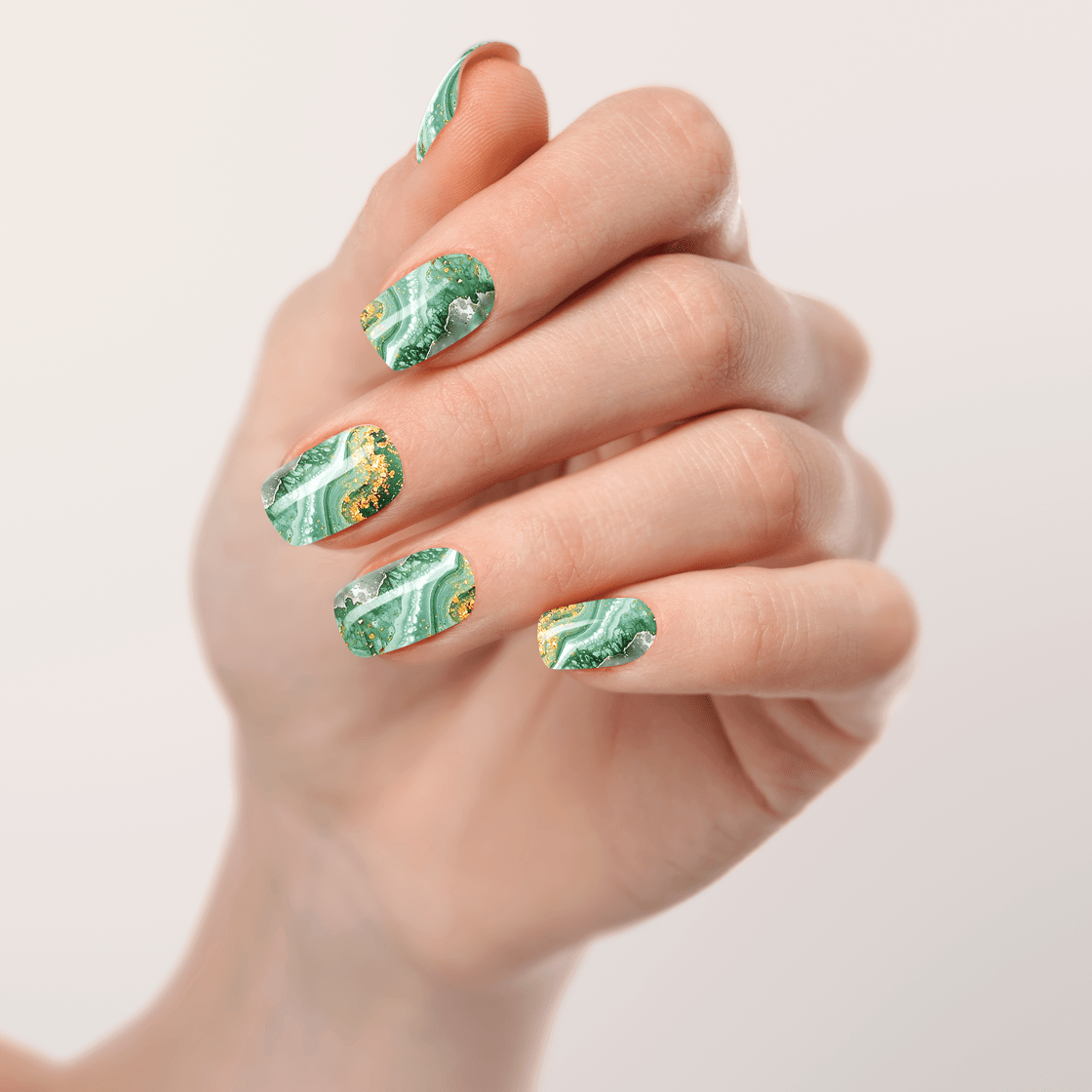 UV Gel: Golden Emerald Marble